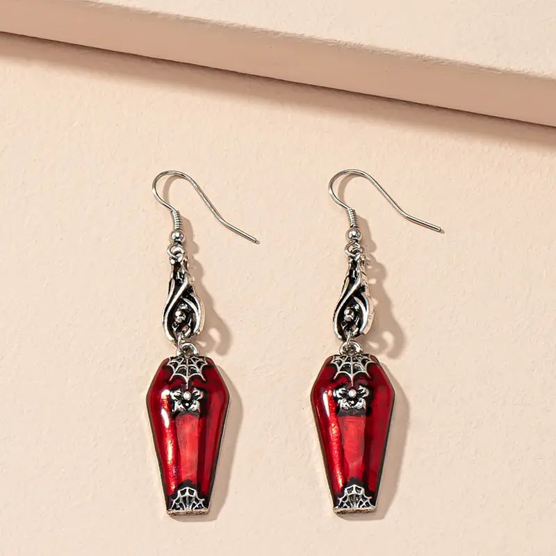 Halloween Earrings Ins Style Red Bat Spider Retro Earrings Jewelry view 2