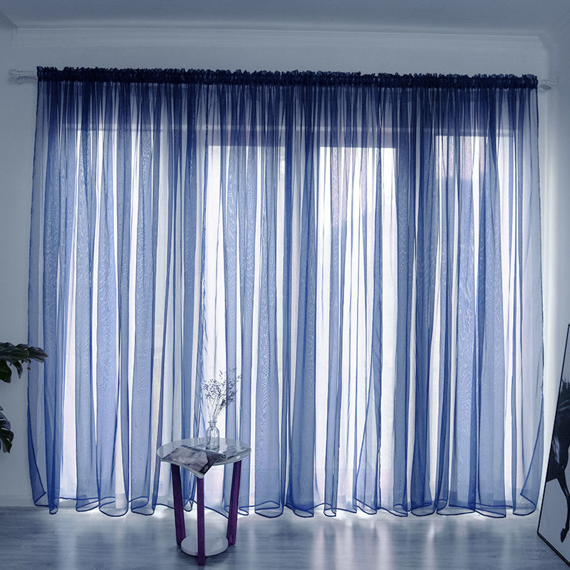 Simple And Modern Balcony Solid Color Gauze Curtain view 3