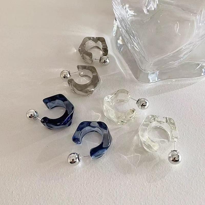 1 Pair Korean Trendy Acrylic C-Shaped Hoop Earrings, Youthful, Stylish & Exquisite Personalized Design Earrings For Women view 7