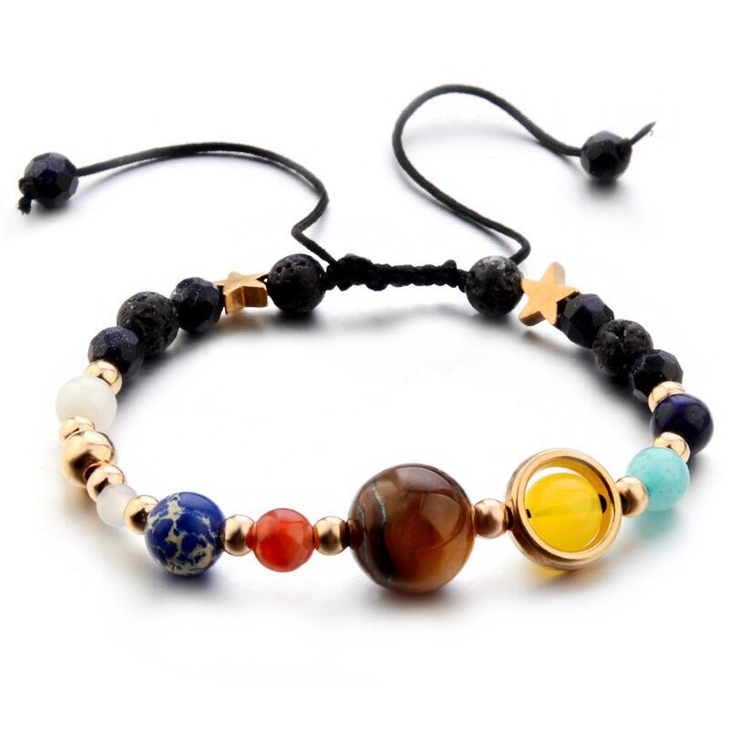 Eight Planets Alloy Bracelet, Natural Stone Bead Bracelet Women Solar System Bracelet Universe Galaxy The Eight Planets Guardian Star Natural Stone Beads Bracelet Bangle Gifts For Girls view 7