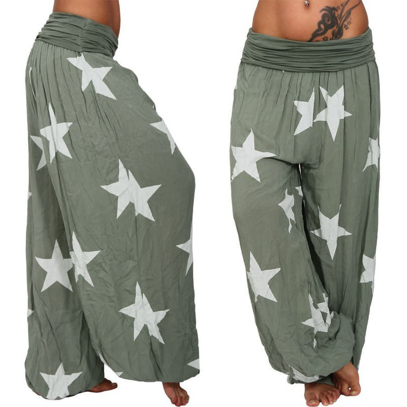 Women's Star Print Solid Color Harem Pants view 8