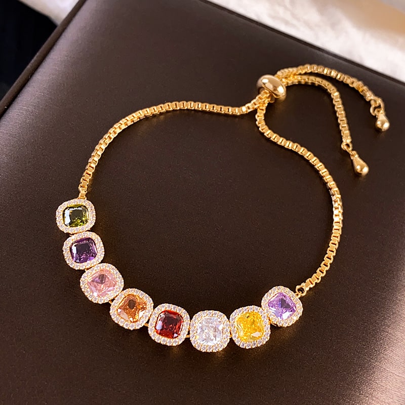 New Dopamine Colored Cubic Sugar Zircon Bracelet view 4