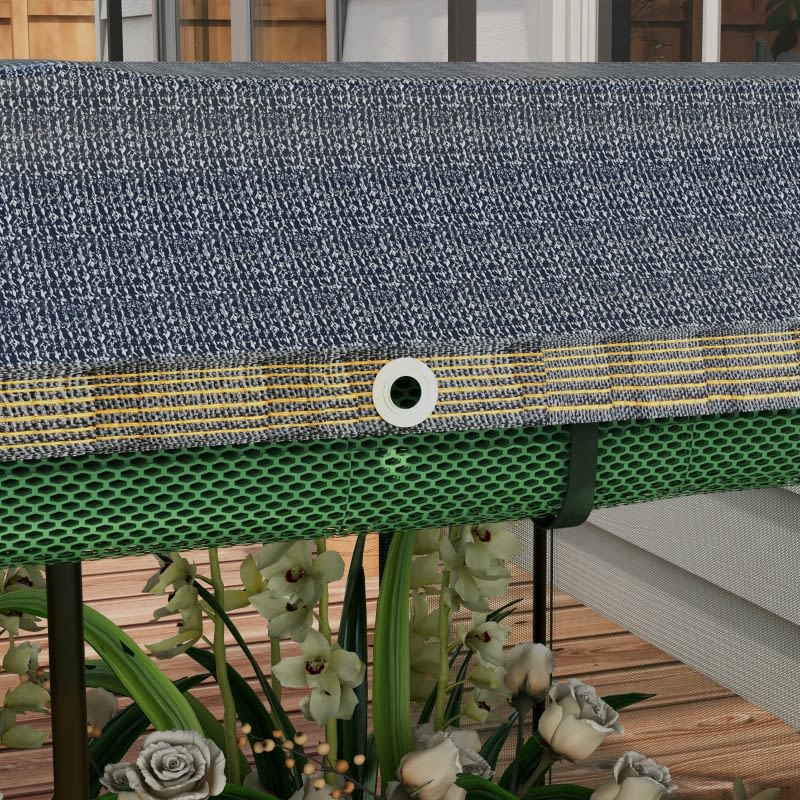 Galvanized Steel Planter Box With Crop Cage And Shade Cloth, Raised Garden Bed-Green view 9