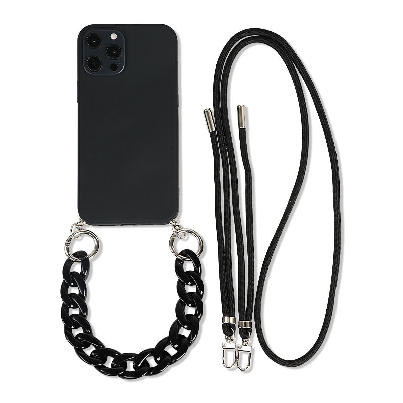 Solid Color Diagonal Double Lanyard Mobile Phone Case view 9