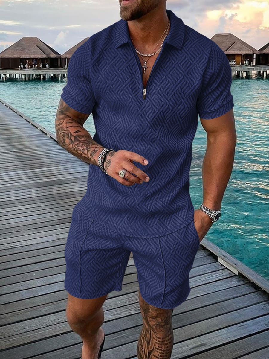 New Men's Summer Short Sleeve Shorts Casual Suit view 3