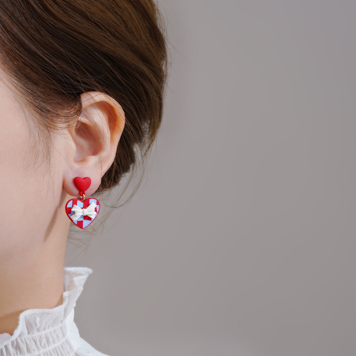 Red Love Bow Earrings Sweet And Gentle Unique Design Temperament Earrings Jewelry For Women Christmas Valentine's Day Gift view 4