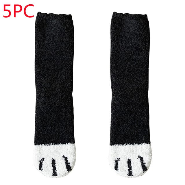 Women's Coral Fleece Cat Paw Pattern Kawaii Thick Warm Socks view 20