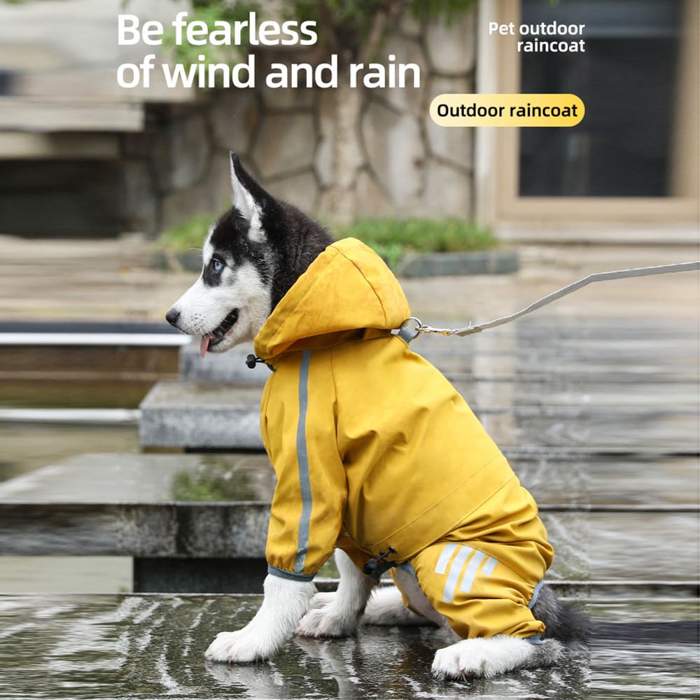 Dog Raincoat With Reflective, Waterproof Dog Rain Jacket With Hood, Leash Hole, Reflective Strap For Small Medium Dogs, Lightweight Puppy Clothes view 2