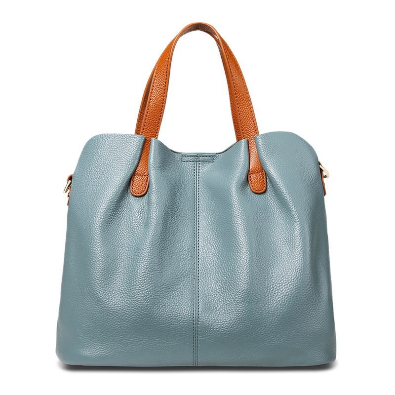Womens Simple Casual Soft Leather Tote Bag view 5