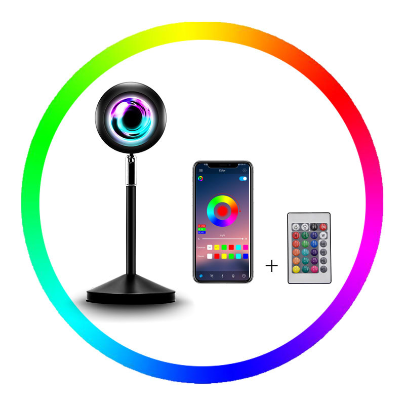 Upgrade Rainbow Sunset Projector Lamp Atmosphere Light Home Coffee Shop Background Wall Decoration Remote Control Sunset Lamps view 11