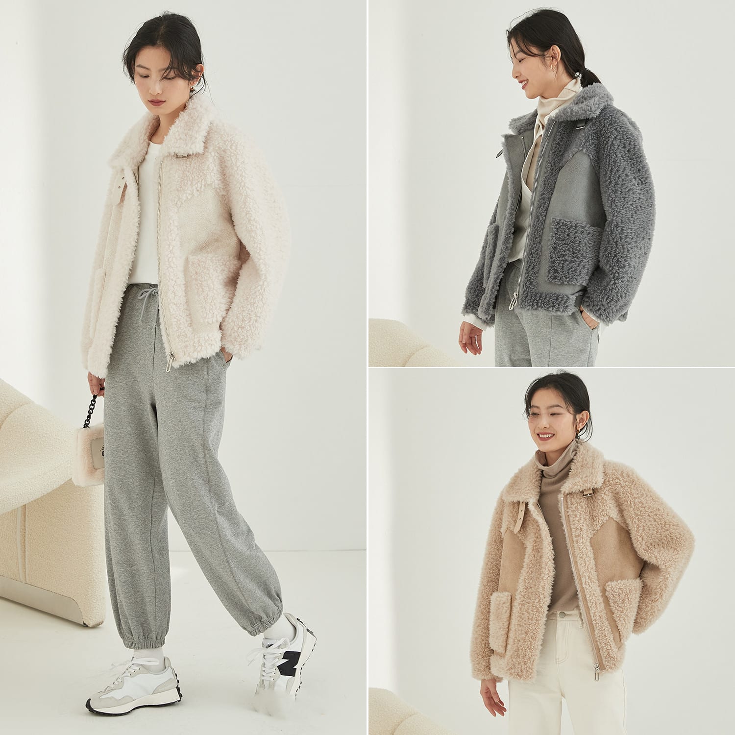 Women's Loose And Fashionable Sheep Shearling Coat view 2