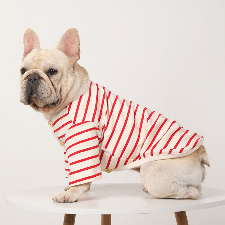 Dog Striped Cotton V-Neck Pet Warm Bottoming Shirt view 6