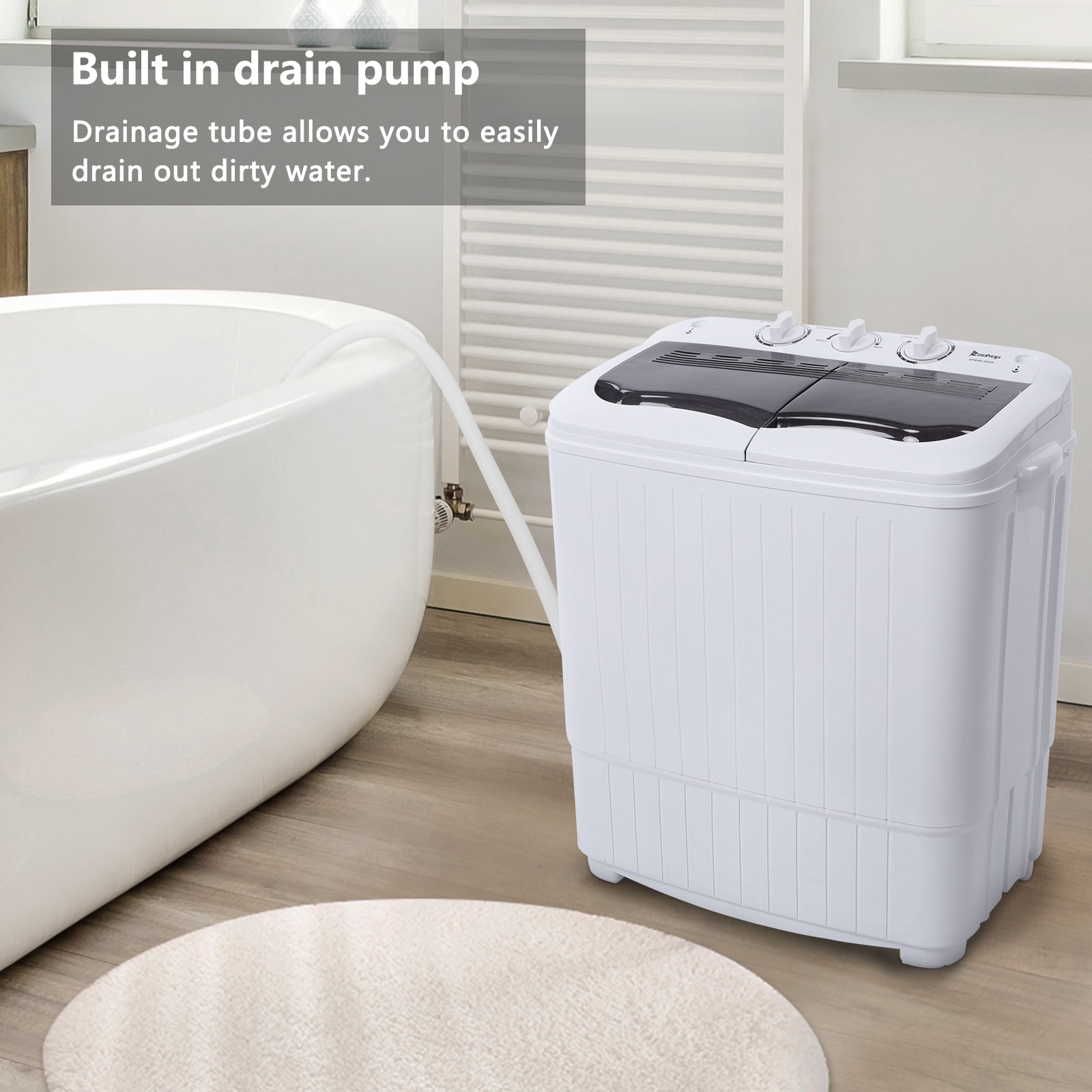 US XPB35-ZK35 14.3 Lb Washing Machine, Double Drum With Drain Pump, Plastic, Semi-Automatic view 3