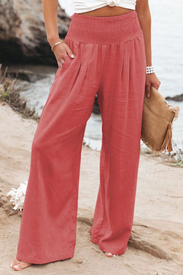 Women's Pants Casual Wide Leg Cotton Linen Loose Trousers view 16