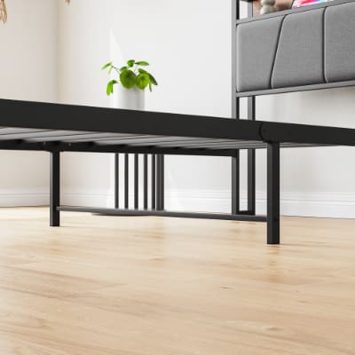 Twin Size Bed Frame, Storage Headboard With Charging Station, Solid And Stable, No Box Spring Needed, Easy Assembly view 6