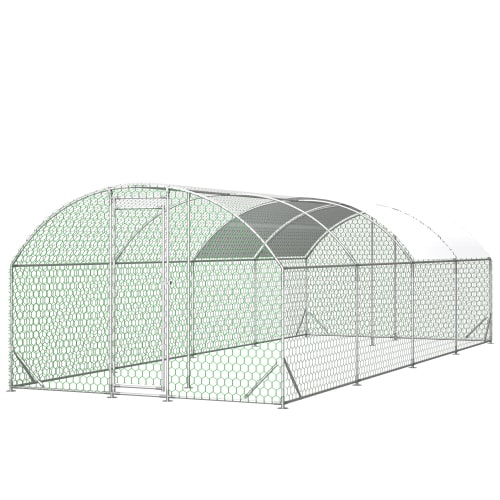 26x9x6Large Metal Chicken Coop,Walk-in Poultry Cage,Chicken Run With Waterproof Cover,Outdoor Backyard Farm,Chicken Rabbits Duck Run Pen,Easy To Assemble And Clean view 9