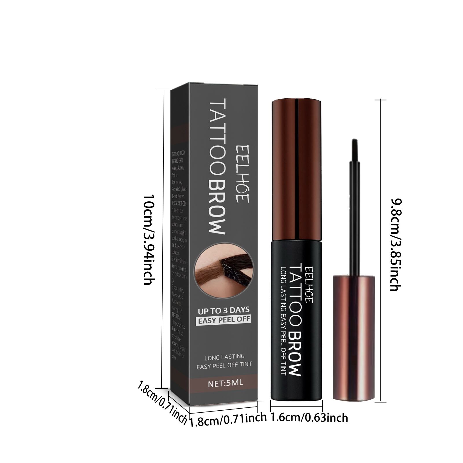 EELHOE Peel-off Eyebrow Dye Gel - Waterproof, Sweat-proof, Smudge-resistant For Creating Natural 3D Volumetric Brows Tattoo Gel view 4