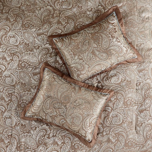 12 Piece Comforter Set With Cotton Bed Sheets Blue Brown Full view 21