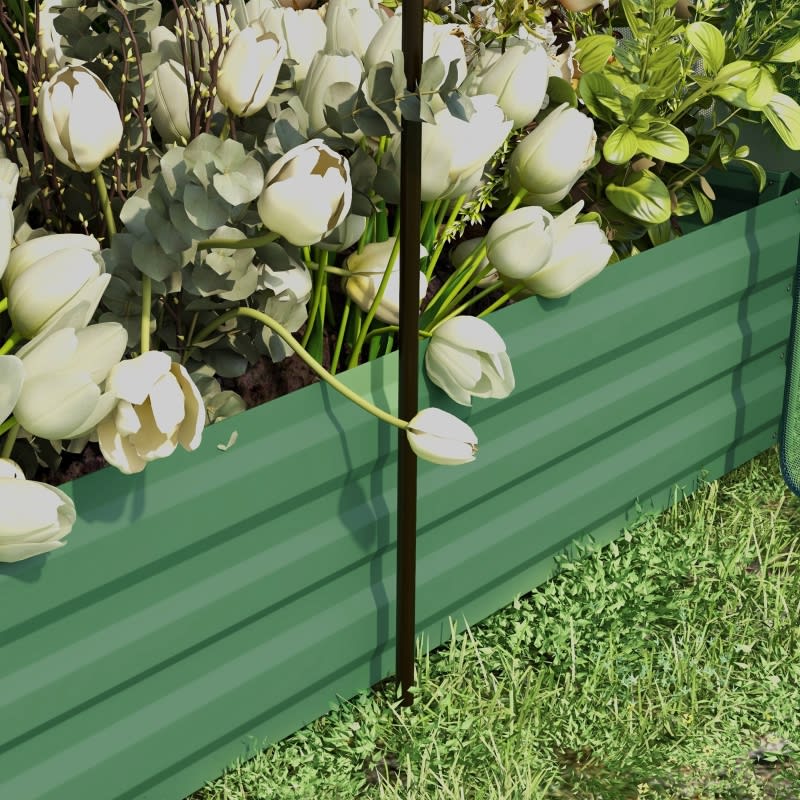 Galvanized Steel Planter Box With Crop Cage And Shade Cloth, Raised Garden Bed-Green view 1