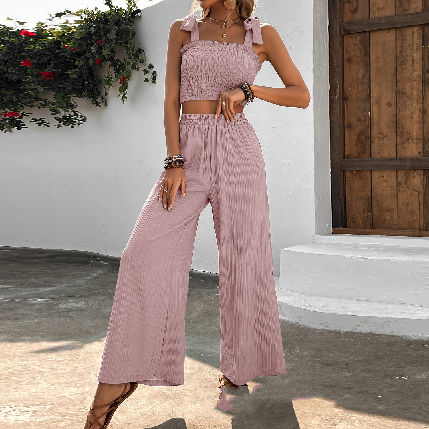 Camisole Wide Leg Pants Two-piece Suit view 3