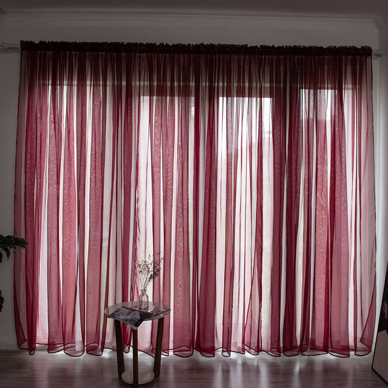 Simple And Modern Balcony Solid Color Gauze Curtain view 8