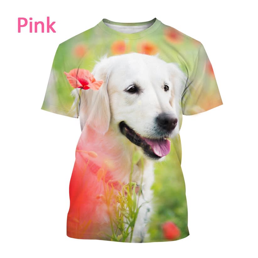 Men's And Women's Casual Golden Retriever 3D Printing T-shirt Fashion Short Sleeve view 2