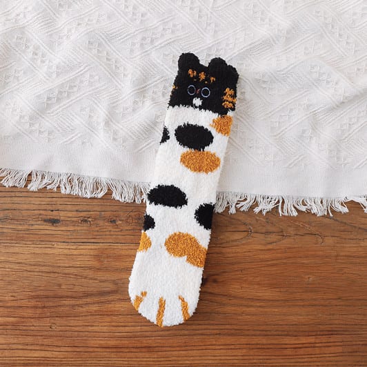 Women's Coral Fleece Cat Paw Pattern Kawaii Thick Warm Socks view 8
