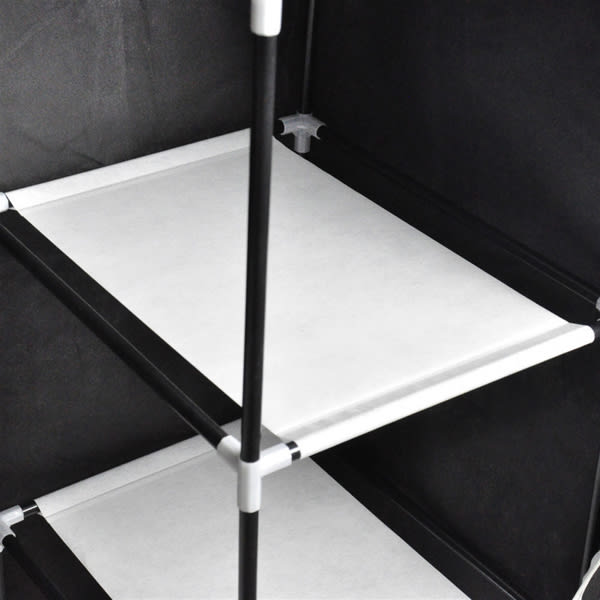 4 Layers, 8 Grids With Fabric Cover, 3 Hanging Clothes Poles, Non-woven Wardrobe view 7