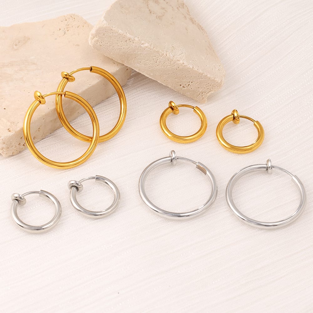 Retro Minimalist Geometric Round Earrings, Versatile And Unique Smooth Round Ear Cuffs view 2