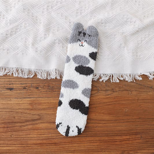 Women's Coral Fleece Cat Paw Pattern Kawaii Thick Warm Socks view 11