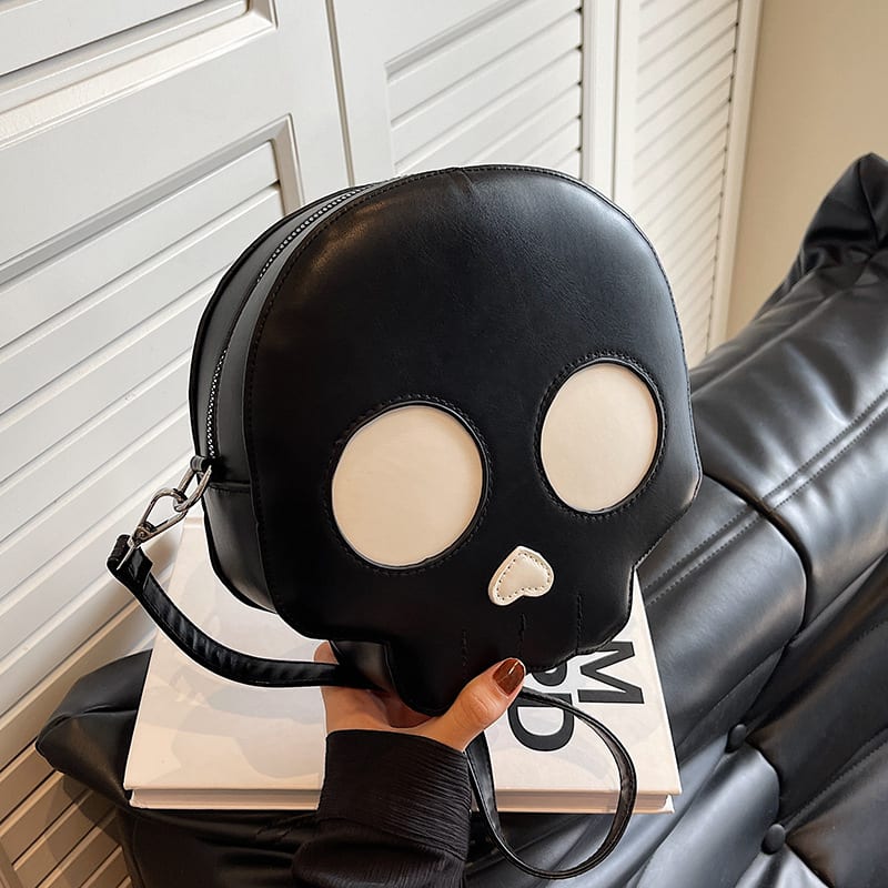 Cute Skull Small Round Bag Girls Halloween Personality Fashion Shoulder Bags Women's Crossbody Bag view 4
