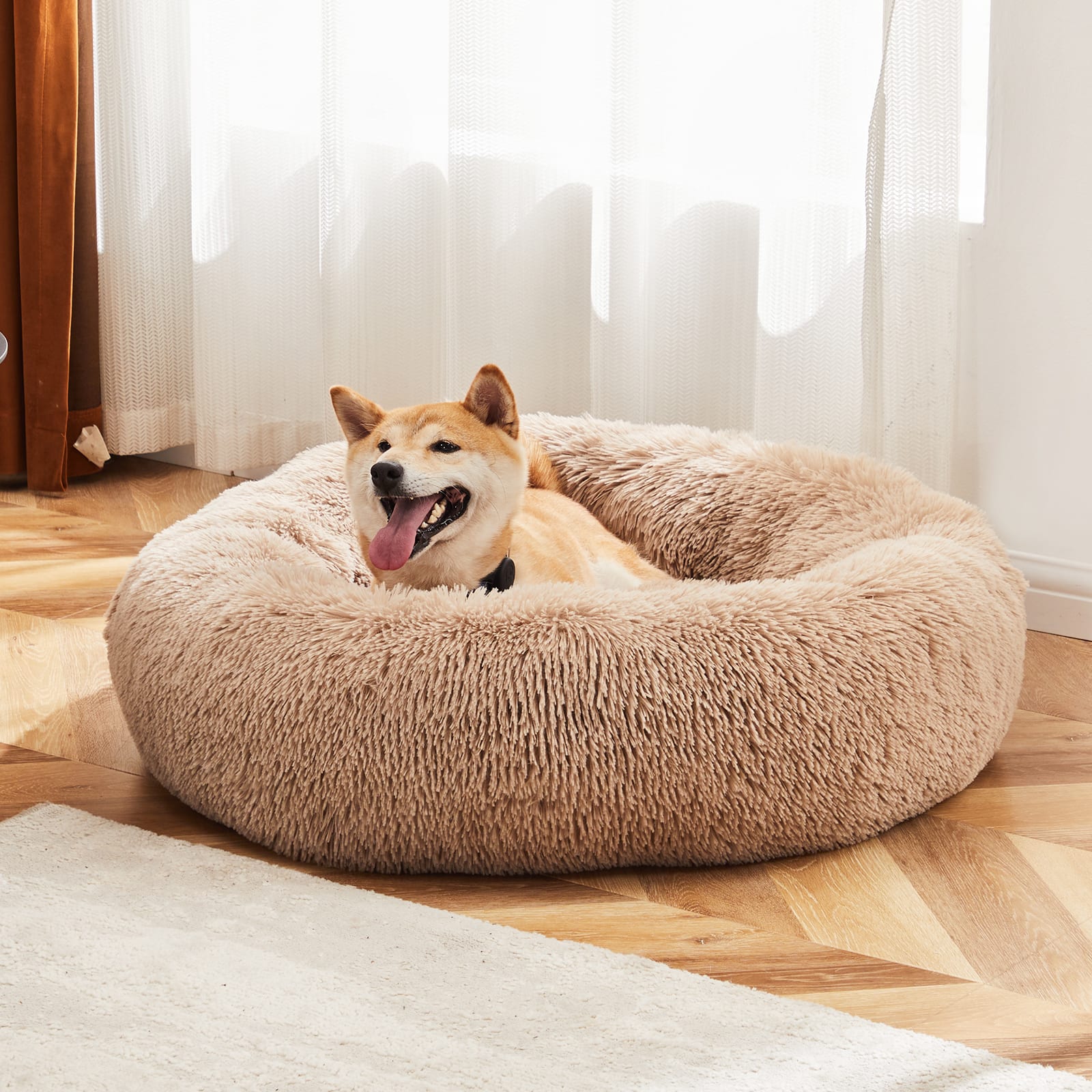 24 Inch Anti-Slip Round Fluffy Plush Faux Fur Cat Bed, Fits Up To 25 Lbs Pets view 8
