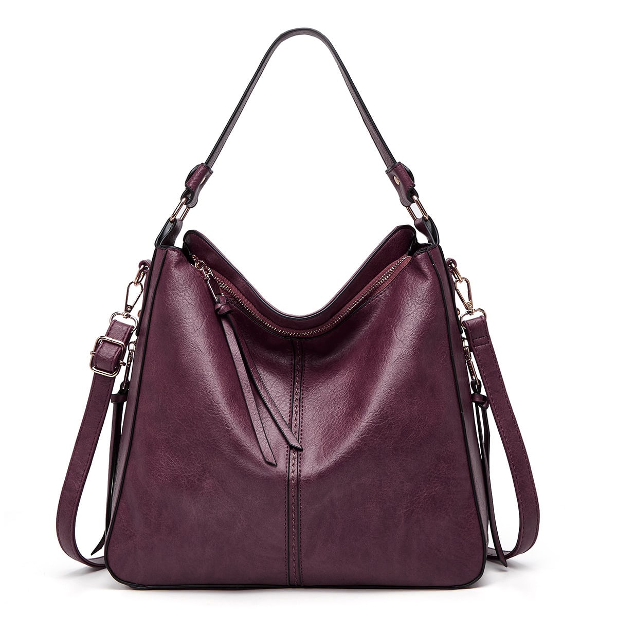 Hobos Zipper Bucket Bags With Adjustable Shoulder-strap Handbags Temperament High Capacity Messenger Shoulder Bag For Women view 14