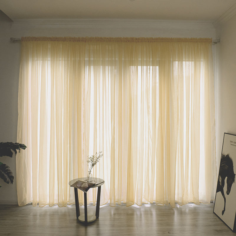 Simple And Modern Balcony Solid Color Gauze Curtain view 14