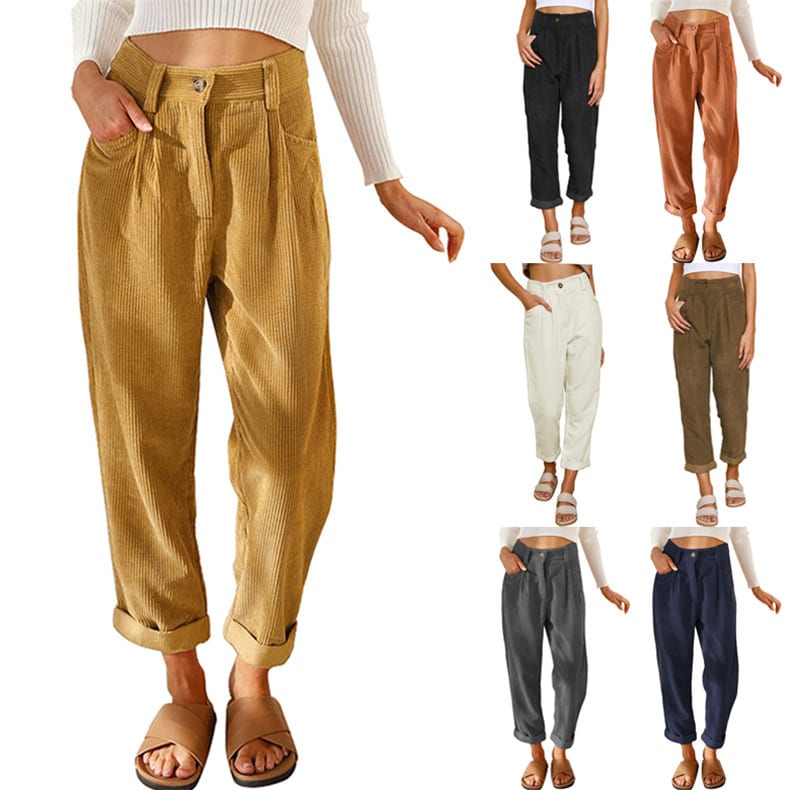 Baggy Corduroy Straight Pants Oversized Spodnie Elegant Trousers New Broek Women Causal Spring Fall High Wasit Pantalones view 8