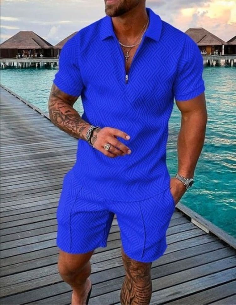 New Men's Summer Short Sleeve Shorts Casual Suit view 8