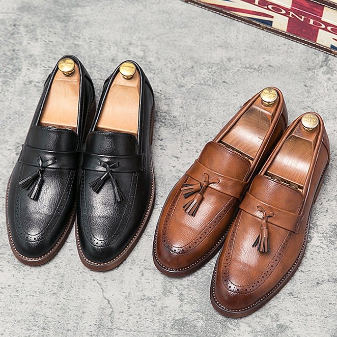 Hair Stylist Tassel Lefse Shoes Men Cowhide Bottom British Casual Leather view 6