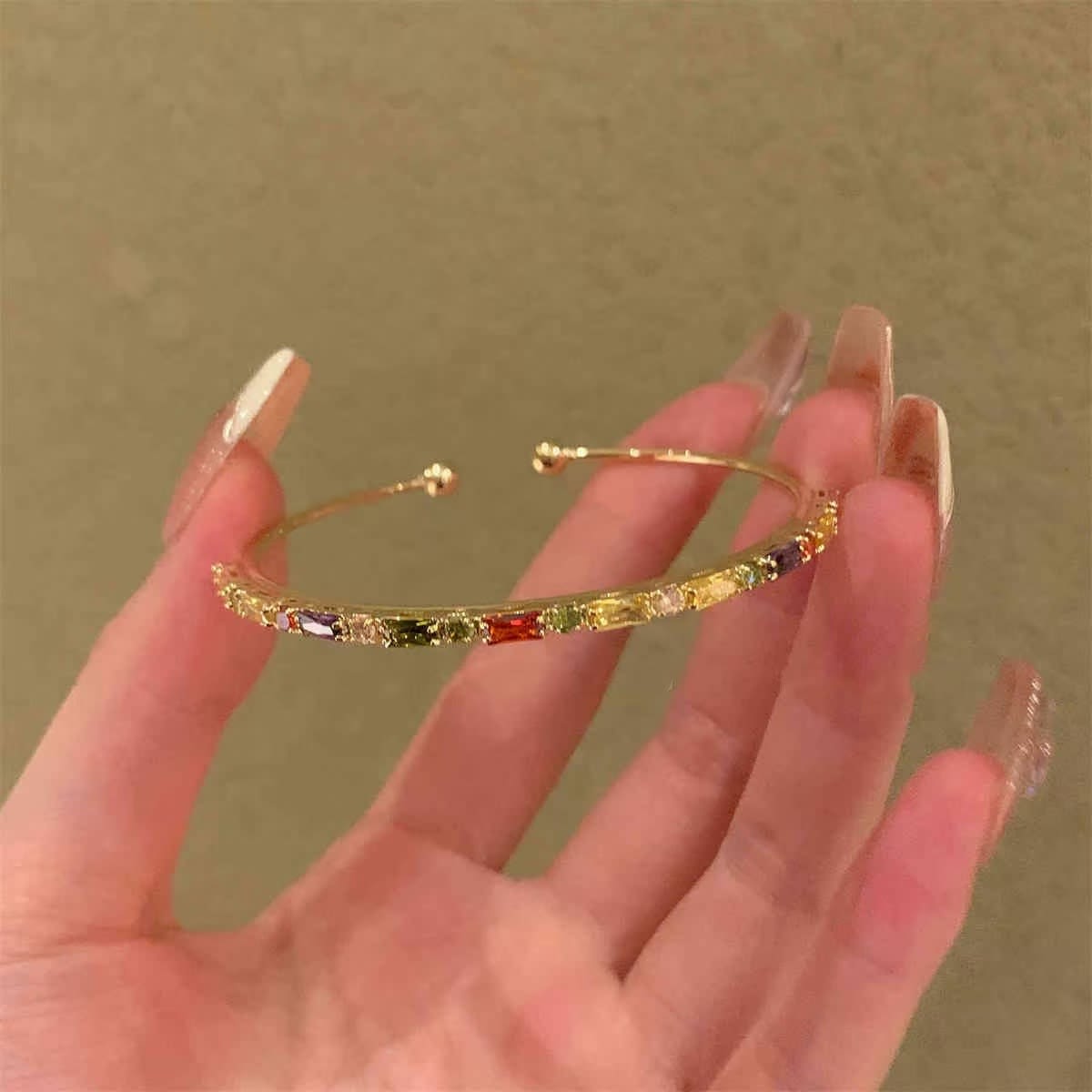 Women's Elegant Open Bangle, Light Luxury Versatile Colorful Bracelet, Ideal Gift For Ladies view 7