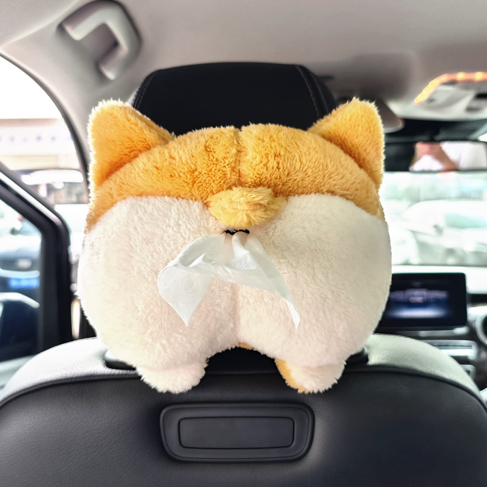 Tissue Box Cover Soft Adorable Corgi Butt Shaped Creative Storage Bag Hanging Pouch Tissue Box Wrapper For Car Home view 9