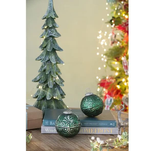 D3.9 Christmas Ball Ornaments, Glass Decorative Hanging Ball Christmas Tree Ornaments For Holiday Party Decorations, Set Of 6 view 9