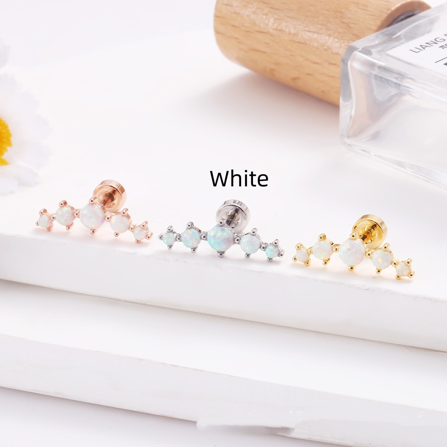 Stainless Steel Lip Studs With Heart-shaped Zircon Earrings view 11
