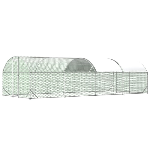 26x9x6Large Metal Chicken Coop,Walk-in Poultry Cage,Chicken Run With Waterproof Cover,Outdoor Backyard Farm,Chicken Rabbits Duck Run Pen,Easy To Assemble And Clean view 7