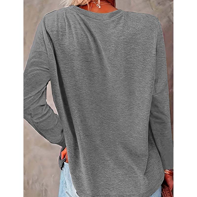 Women's Heart & Dog Paw Print T-shirt, Cute Crew Neck Long Sleeve Top For Spring & Fall view 12