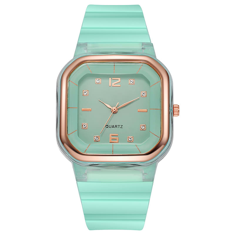 Student Style Children's Silicone Diamond Trend Fashion Square Women's Watch view 11