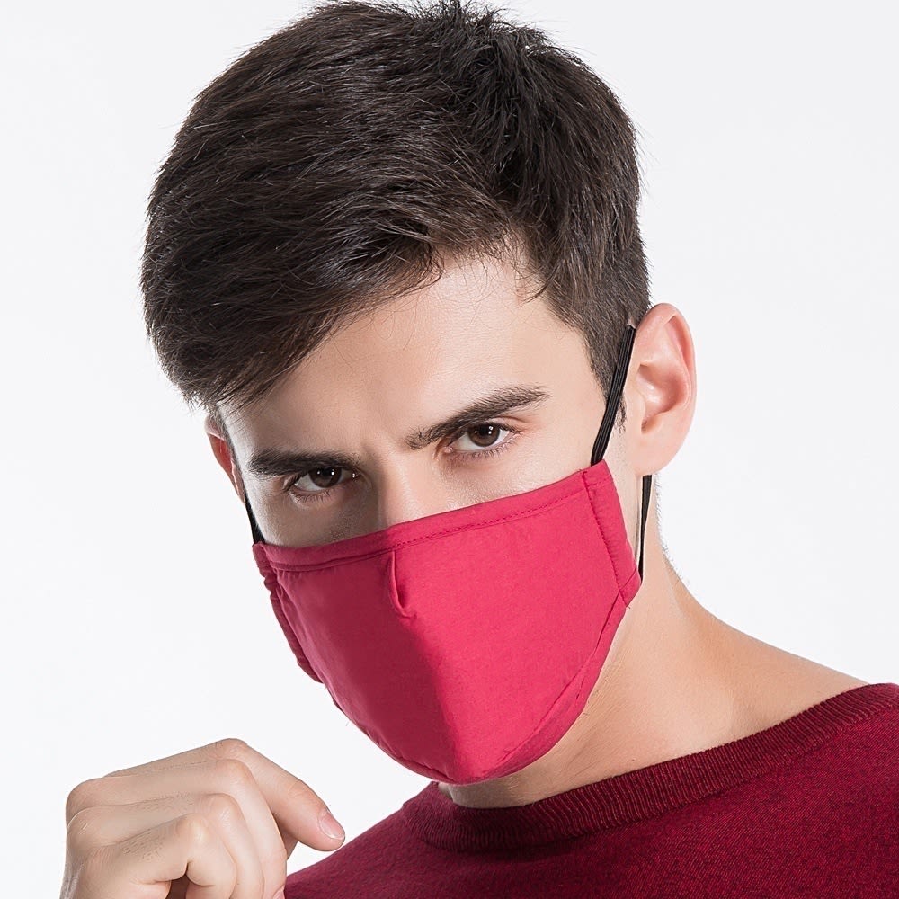 Cotton Pure Color Washable Dust-proof Warmth Mask view 2