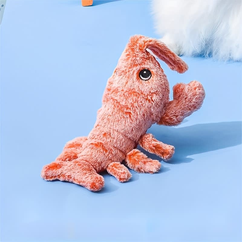 Pet Gravity Shrimp Plush Toy USB Charging Simulate Lobster Electric Jumping Cat Toys, Simulation Lobster Dog Toy, USB Charging With Catnip Plush Cat Toy, Pet Dog Cats Stuffed Interactive Toy view 2