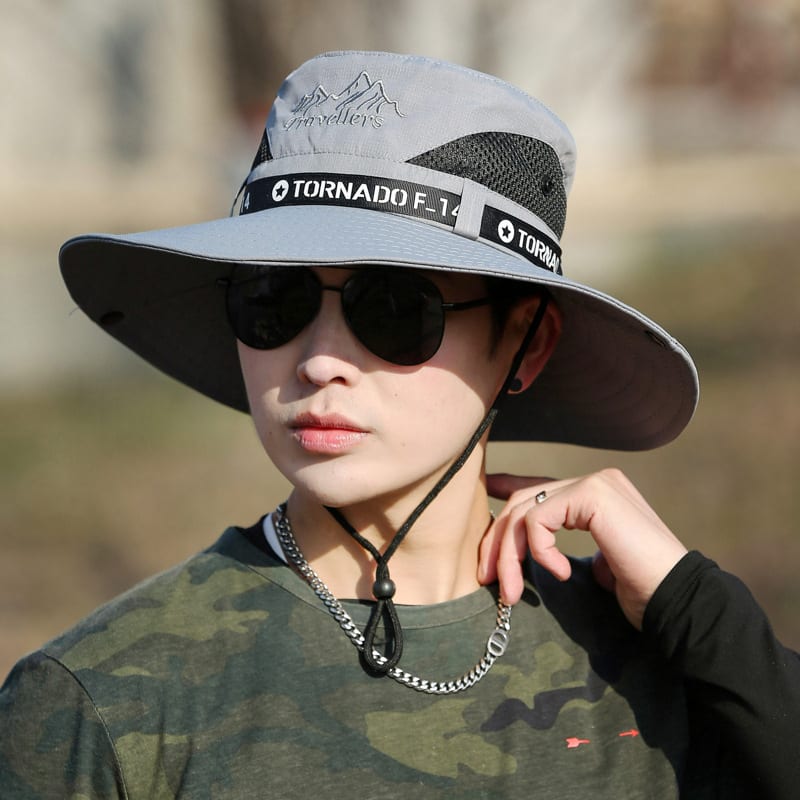 Mountaineering Fishing Sunscreen Travel Breathable Large Eave Visor Hat For Men view 8