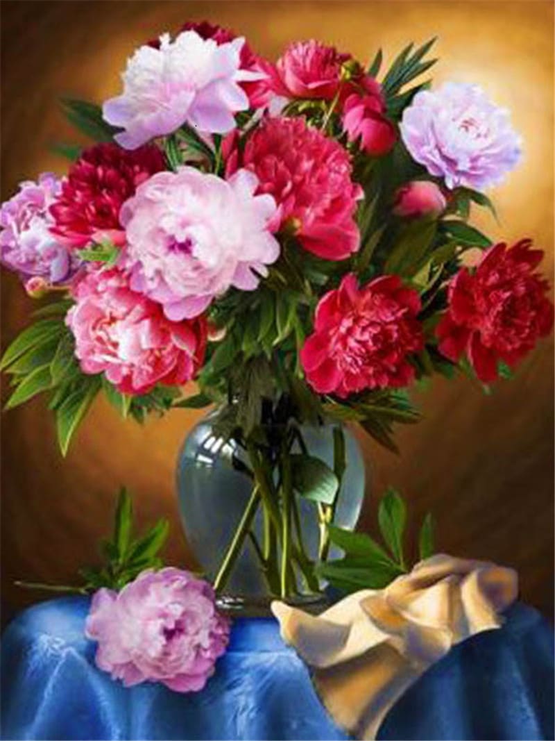 Flower Combination 5d Diamond Painting Diy Full Diamond Cross view 2