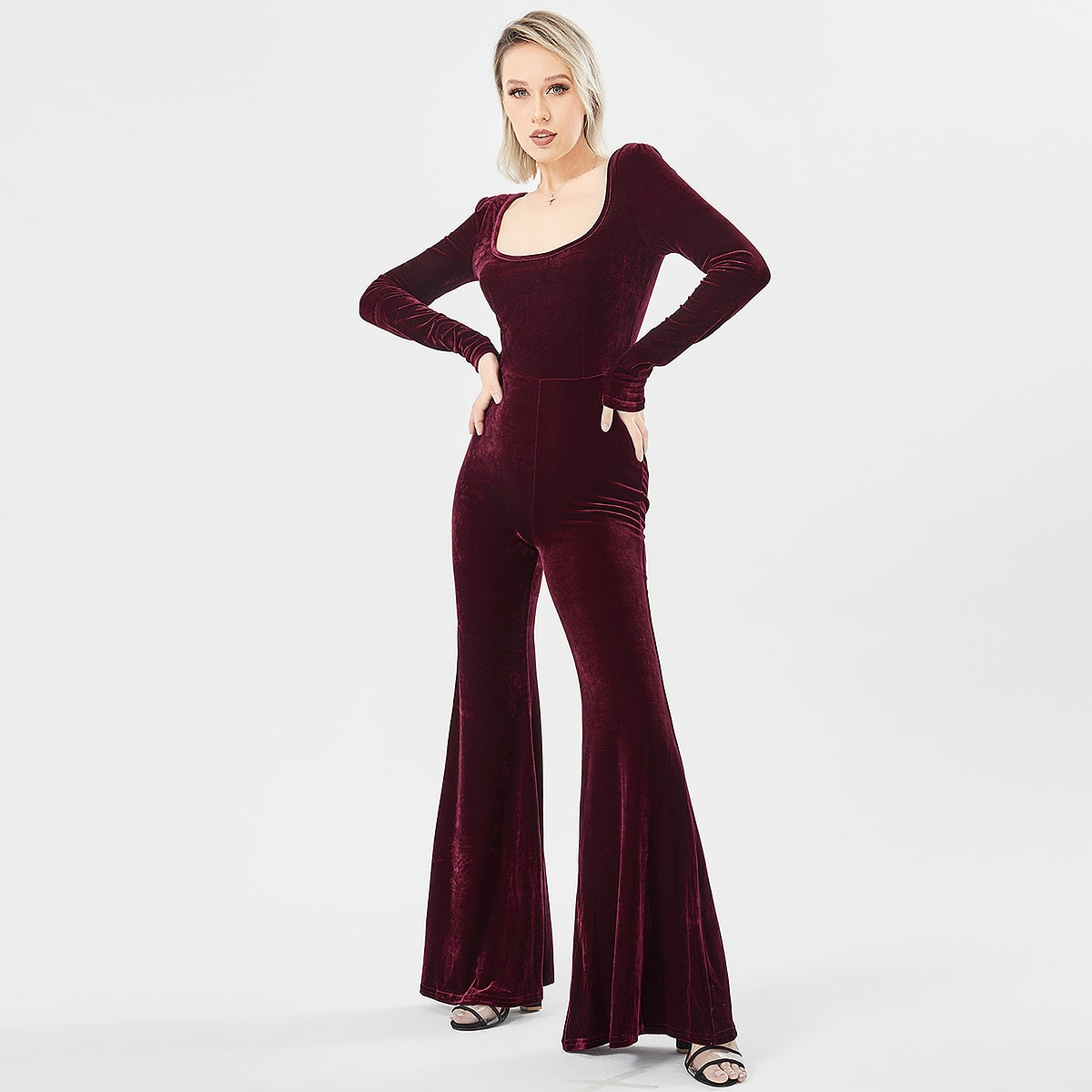 Women's Long Sleeve Velvet Fashion Jumpsuit view 4
