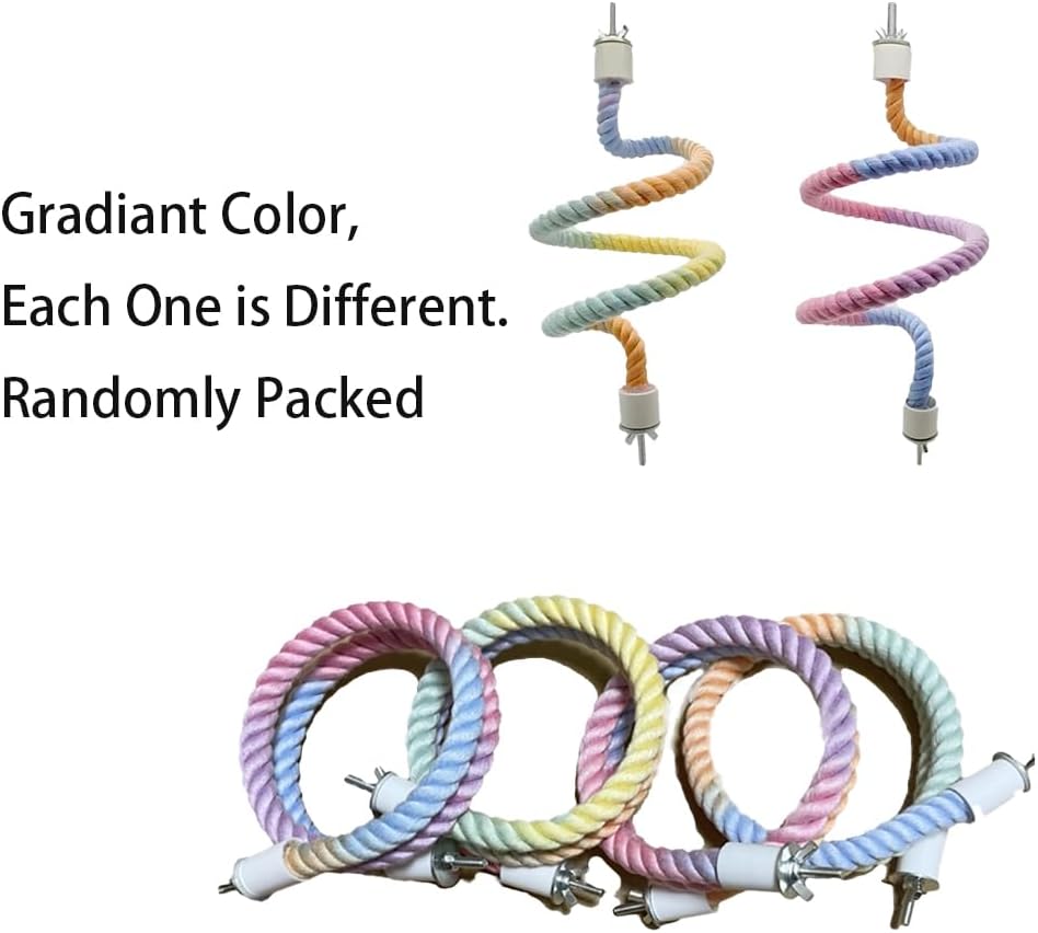 Gradient Colorful Bird Rope Perch Stand For Bird Cages Bendable Climbing Rope Cage Accessory Toy For Cockatiel Parakeet Sugar Glider view 15